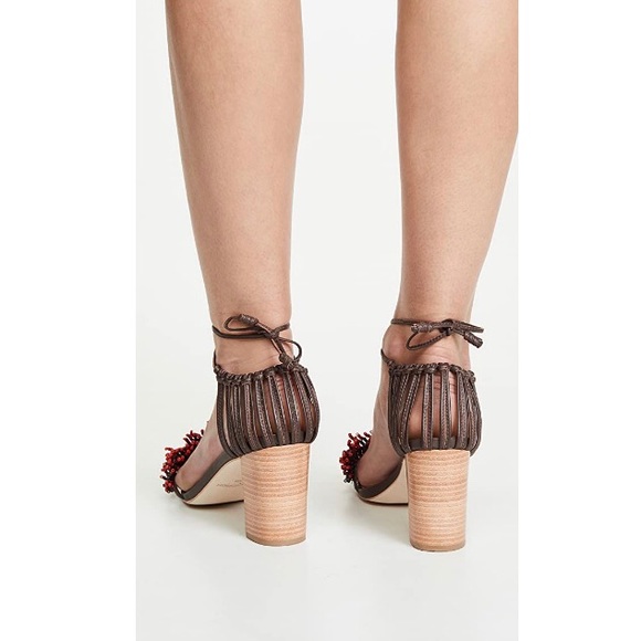 NIB ULLA JOHNSON AMIRA HEEL SANDALS IN CRIMSON - Picture 4 of 5